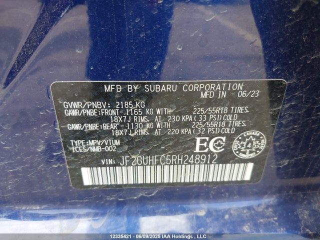 JF2GUHFC5RH248912 Subaru na
