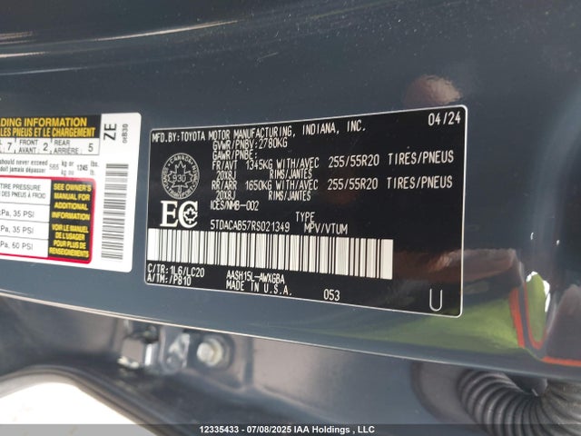 5TDACAB57RS021349 Toyota a25a-fxs, 5nm+4nm