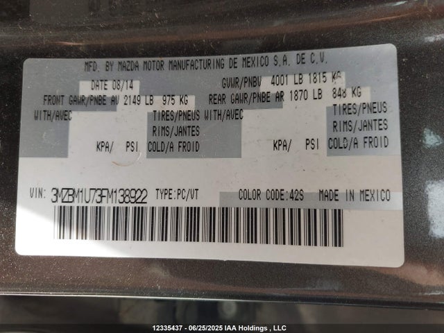 Mazda pe 2015 3MZBM1U73FM138922 Image 9