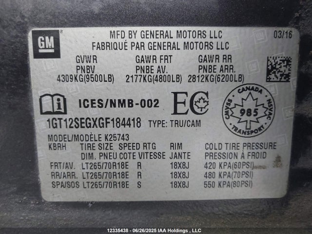 1GT12SEGXGF184418 GMC l96 - flexible fuel (gas/ethanol), sfi iron