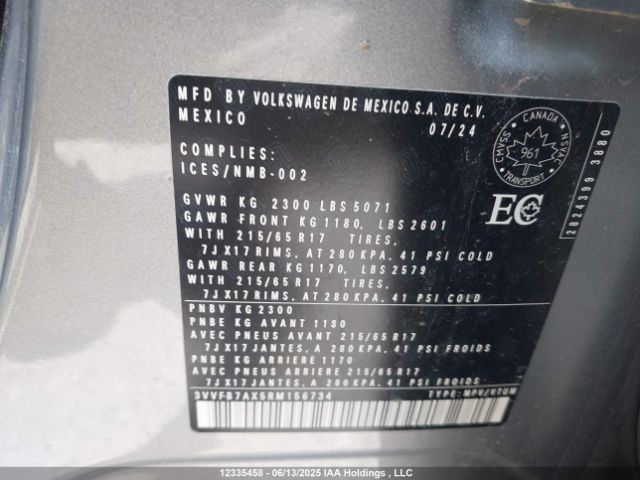 3VVFB7AX5RM156734 Volkswagen tsi