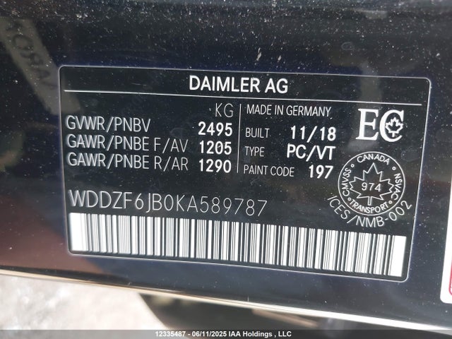 WDDZF6JB0KA589787 Mercedes-Benz m276
