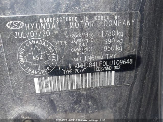 KMHD84LF0LU109648 Hyundai mpi nu