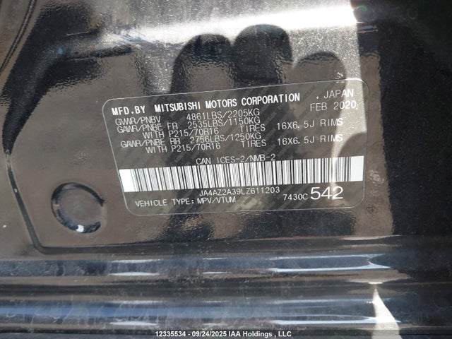 JA4AZ2A39LZ611203 Mitsubishi mivec