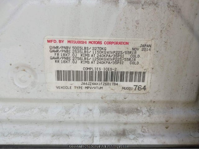 Mitsubishi sohc mivec 2015 JA4JZ4AX1FZ601784 Image 9