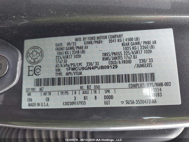 1FMCU9GN4PUB09129 Ford dragon gtdi