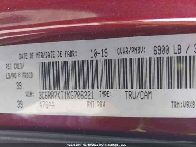 3C6RR7KT1KG706221 RAM 2019