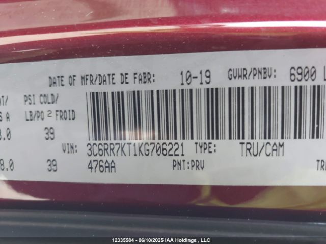 3C6RR7KT1KG706221 RAM 2019