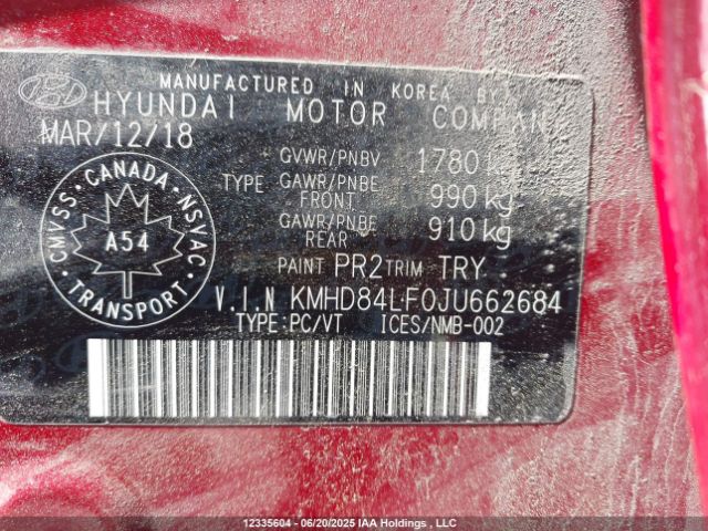 KMHD84LF0JU662684 Hyundai mpi nu