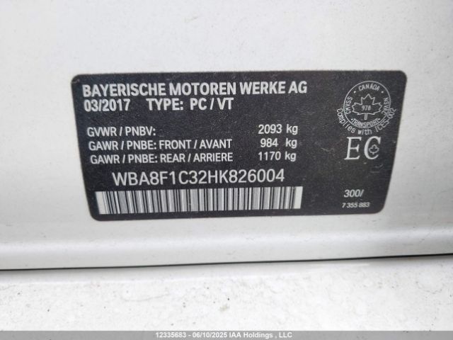 WBA8F1C32HK826004 BMW 2017