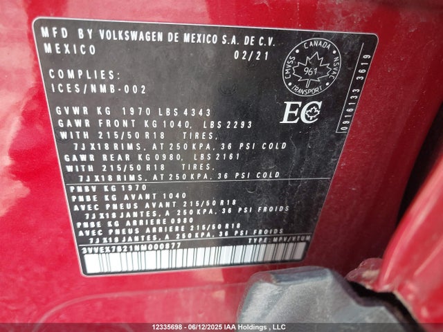 3VVEX7B21NM000877 Volkswagen tsi