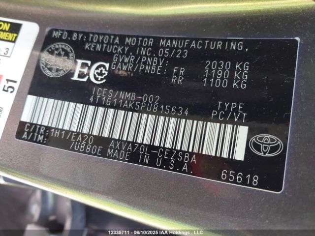 4T1G11AK5PU815634 Toyota a25a-fks