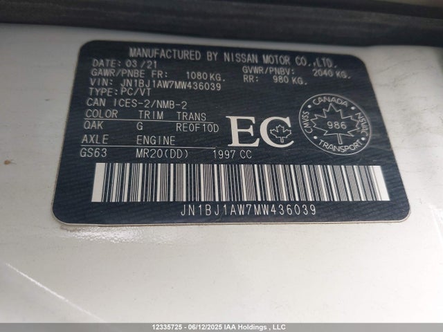 JN1BJ1AW7MW436039 Nissan ROGUE SPORT