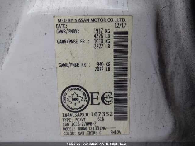 1N4AL3APXJC167352 Nissan 2018