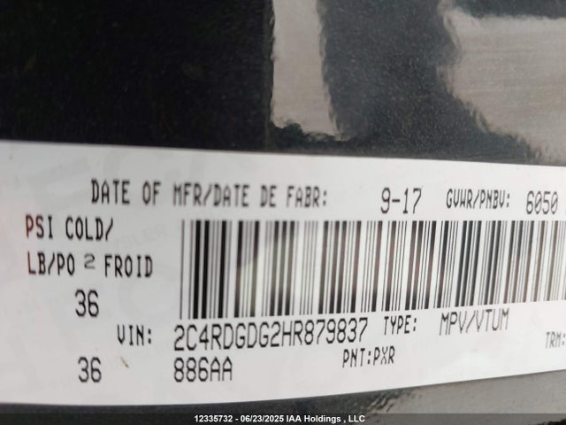 2C4RDGDG2HR879837 Dodge Grand Caravan