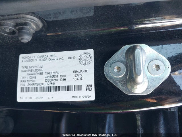 2HKRW2H59KH127594 Honda l15be