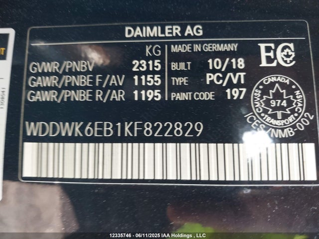 WDDWK6EB1KF822829 Mercedes-Benz m276