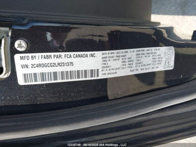2C4RDGCG2LR231375 Dodge Grand Caravan Sxt