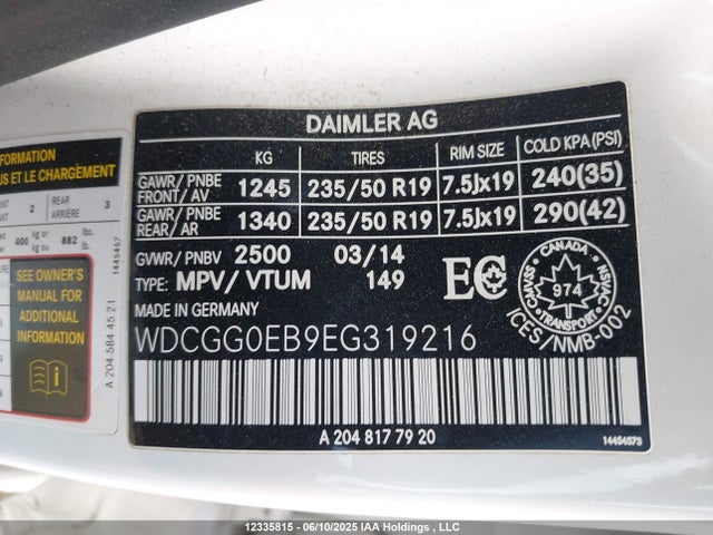 WDCGG0EB9EG319216 Mercedes-Benz 2014