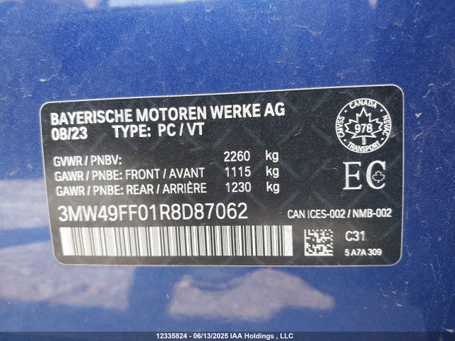 3MW49FF01R8D87062 BMW 340i