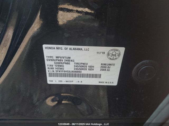 5FNYF8H53LB500093 Honda j35y6