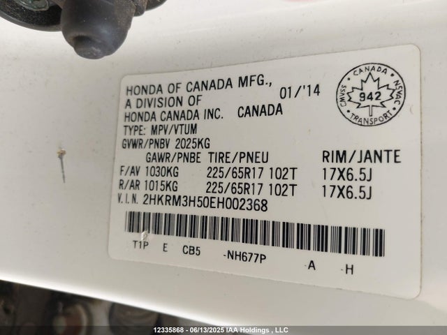 2HKRM3H50EH002368 Honda k24z7