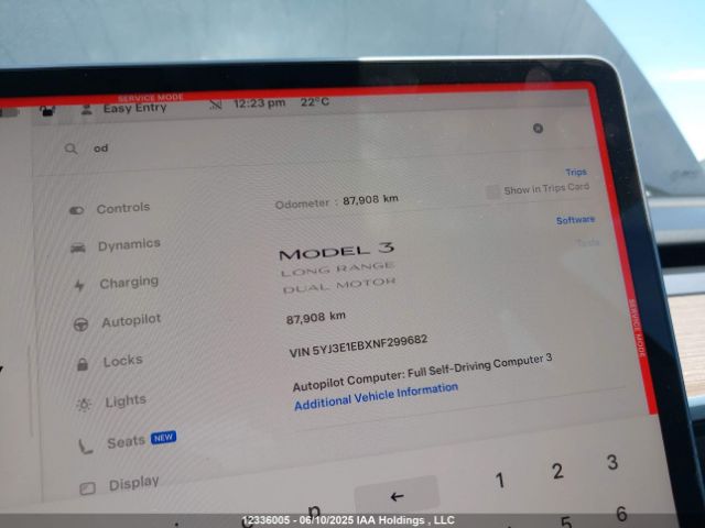 5YJ3E1EBXNF299682 Tesla MODEL 3