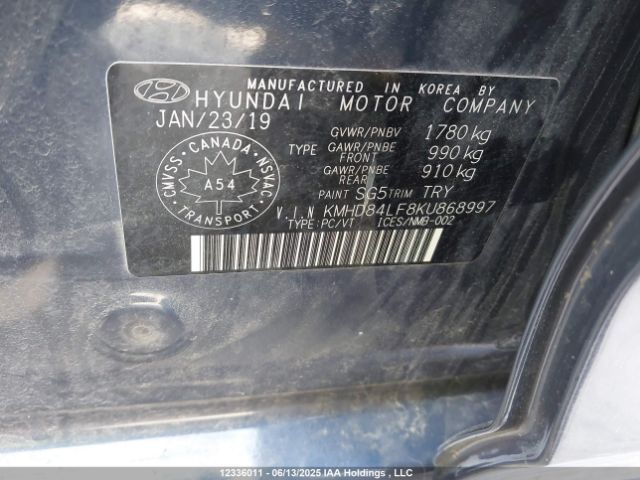 KMHD84LF8KU868997 Hyundai mpi nu