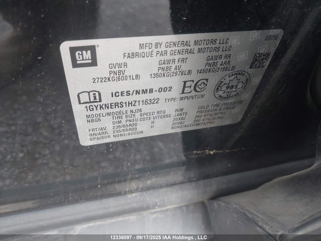 1GYKNERS1HZ116322 Cadillac lgx - di: direct injection, vvt: variable valve timing, alum, gen 2