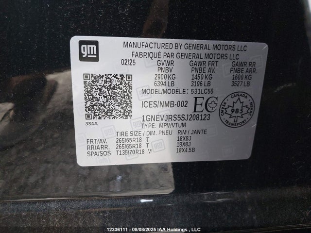 1GNEVJRS5SJ208123 Chevrolet lk0