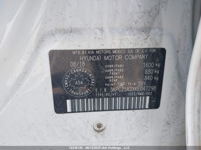 3KPC25A3XKE047298 Hyundai 1.6l dohc gdi gamma