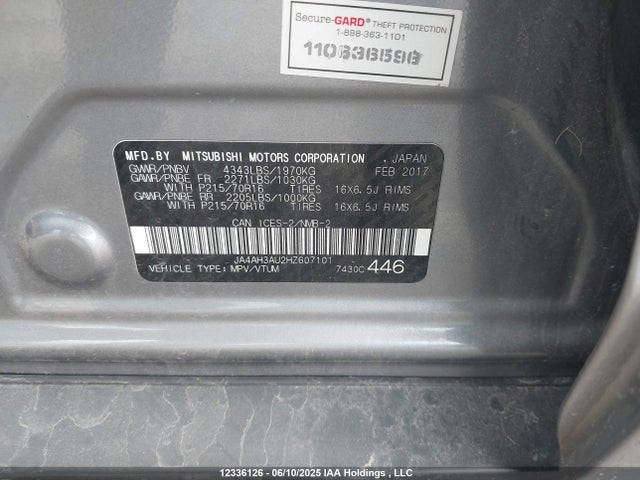 JA4AH3AU2HZ607101 Mitsubishi 2.0 dohc mivec