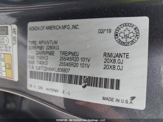 5J8TC2H64KL806807 Acura k20c4