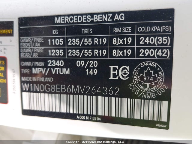 W1N0G8EB6MV264362 Mercedes-Benz m264