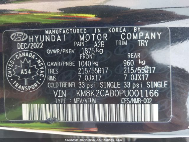 KM8K2CAB0PU001166 Hyundai mpi nu pe