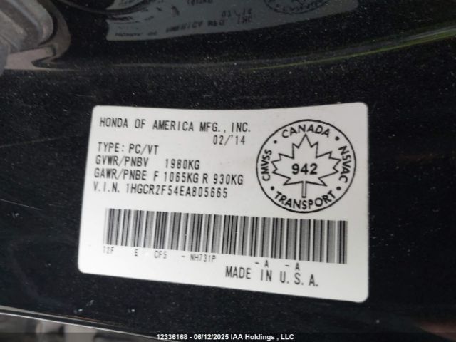 1HGCR2F54EA805665 Honda k24w1