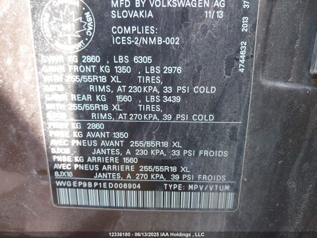 WVGEP9BP1ED006904 Volkswagen 2014