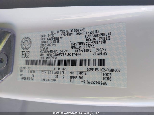 Ford 2015 2015 1FMCU0F78FUC17444 Image 18