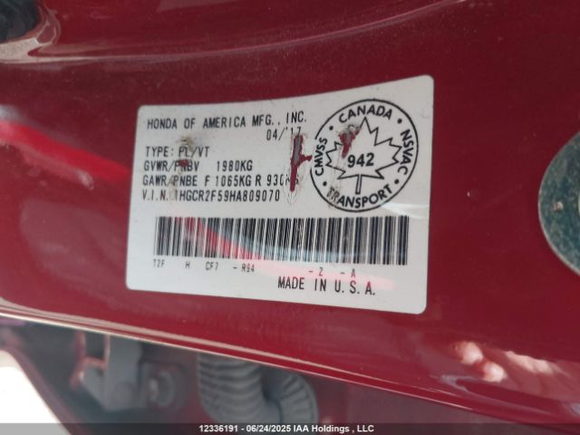 1HGCR2F59HA809070 Honda k24w1