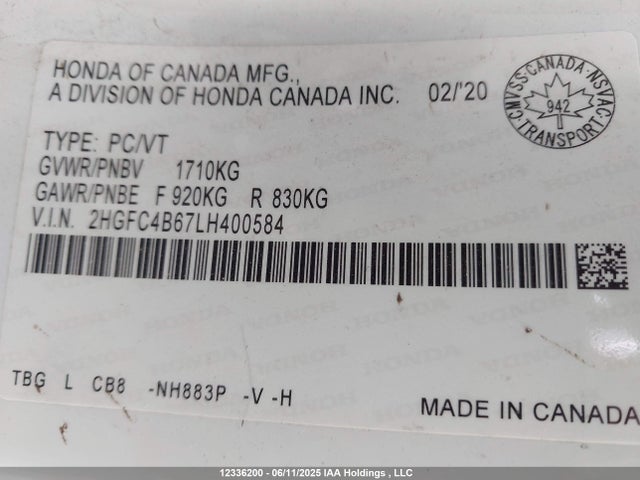 2HGFC4B67LH400584 Honda k20c2
