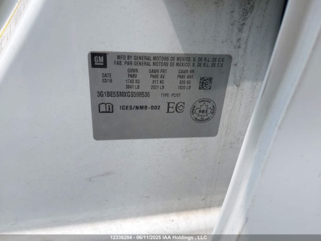 3G1BE5SMXGS598536 Chevrolet le2 - di: direct injection, alum, vvt, gen i, gmna