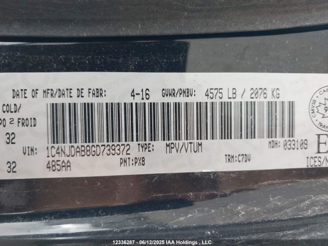 1C4NJDAB8GD739372 Jeep Compass