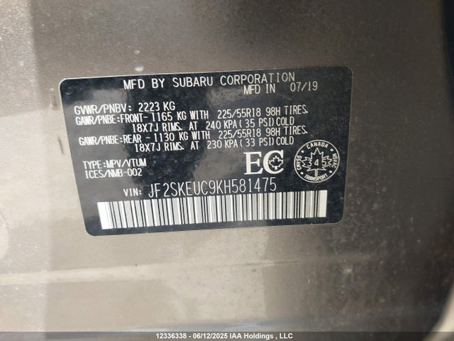 JF2SKEUC9KH581475 Subaru naturally aspirated c5