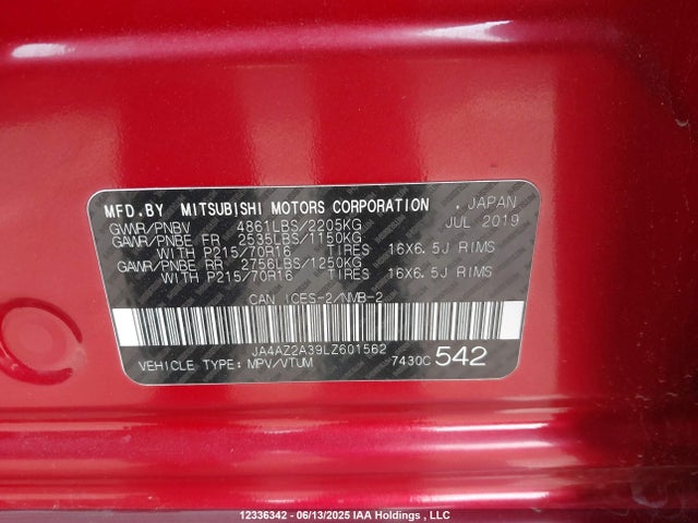 Mitsubishi Outlander Es 2020 JA4AZ2A39LZ601562 Image 18