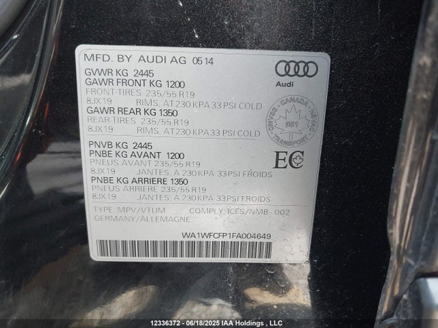 WA1WFCFP1FA004649 Audi flex fuel capable engine