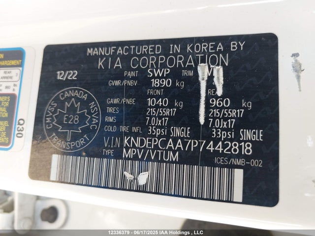 KNDEPCAA7P7442818 KIA nu
