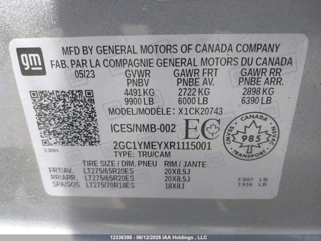 2GC1YMEYXR1115001 Chevrolet l5p