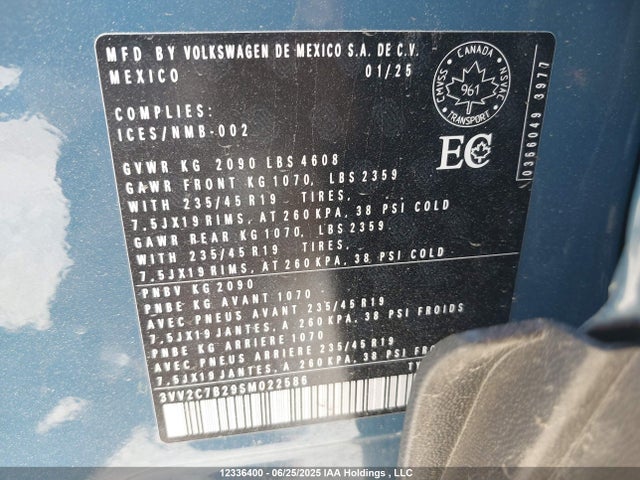 Volkswagen tsi 2025 3VV2C7B29SM022586 Image 9