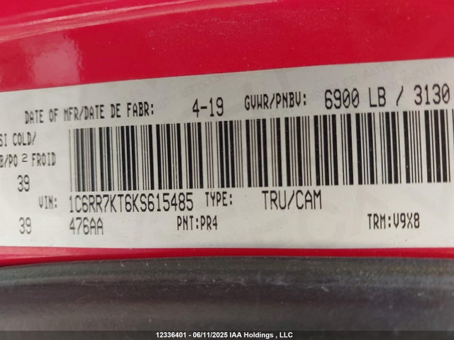 RAM 2019 2019 1C6RR7KT6KS615485 Image 9