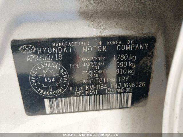 KMHD84LF4JU696126 Hyundai mpi nu